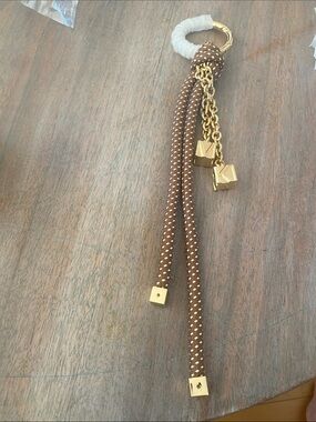 Michael Kors Brown and Gold Rope Tassel Keychain